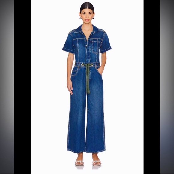 Free People Edison Black Denim Jumpsuit Coveralls Moxie - Picture 10 of 10